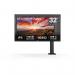 The LG Electronics Monitors LG UN880 in the photo has a sleek design with a 32-inch 4K Ultra HD IPS panel display. It features HDMI, DisplayPort, and USB-C ports, and is height adjustable for ergonomic viewing. The picture shows the monitor in use, displaying clear and vibrant images.