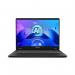 The photograph shows a sleek MSI Prestige 14 AI Studio notebook, equipped with an Intel Core Ultra 7 and powerful NVIDIA GeForce RTX 3050. It boasts a large 14-inch display, 32GB of RAM, and 1TB SSD for ultra-fast performance. With its stylish design and Windows 11 Home operating system, this notebook is perfect for all your creative and professional needs.