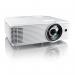 The photograph showcases a sleek white Optoma projector, featuring a powerful 3800 ANSI lumens for bright and crisp projections. Its DLP technology delivers stunning 3D visuals, while its WXGA 1280 x 800 resolution ensures sharp and detailed images. This multimedia projector boasts a standard throw for versatile placement and is perfect for any data projection needs.