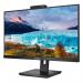 The photo shows a sleek, modern Philips monitor from their S Line collection. Its 27-inch screen features a Full HD IPS panel with 1920 x 1080 pixels, producing clear and vibrant images. The monitor is equipped with multiple connectivity options, including HDMI, DVI, VGA, and DisplayPort, making it versatile for various devices. A built-in webcam sits neatly at the top, providing convenience for video conferencing or online meetings. The monitor also features LED backlighting for energy-efficient and vivid visual experience.
