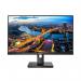 The picture shows a sleek, modern Philips 27 inch monitor with a Quad HD IPS panel and a resolution of 2560 x 1440 pixels. It has multiple connectivity options including HDMI, DisplayPort, and DVI. The monitor has a slim bezel and a sturdy stand, giving it a professional and elegant appearance. The screen displays crisp and vivid images with a wide viewing angle. The overall design exudes high quality and advanced technology.