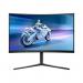 The photo captures a sleek and modern Philips monitor, the Evnia 5000 model. The display is 31.5 inches in size and boasts a stunning 2560 x 1440 pixel resolution for high-quality visuals. The monitor includes a Quad HD VA panel, providing vivid and accurate colors. It features both HDMI and DisplayPort connectivity options, making it versatile for various devices. The curved design of the monitor creates an immersive viewing experience for gaming.