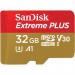 SanDisk Extreme Plus 32GB Class 10 UHS-I-U3 Micro SDHC Memory Card and Adapter 8SASDSQXBG032GGN6MA