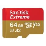 SanDisk Extreme 64GB MicroSDXC UHS-I Class 10 Action Cams and Drones Memory Card and Adapter 8SD10367802