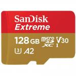 SanDisk Extreme Plus 128GB MicroSDXC U3 UHD 4K A2 V30 Memory Card with SD Card Adapter 