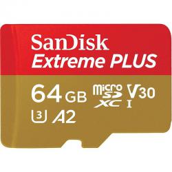 SanDisk Extreme Plus 64GB MicroSDXC U3 UHD 4K A2 V30 Memory Card with SD Card Adapter 8SD10367810