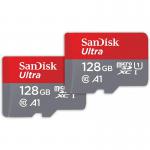 SanDisk Ultra 128GB MicroSDXC Memory Card and SD Adapter 2 Pack 8SD10372688