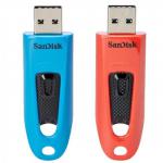 SanDisk Ultra 64GB USB 3.0 Flash Drive Twin Pack Blue and Red 8SD10372689