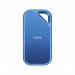The picture shows a SanDisk Creator Pro external hard drive, measuring 1TB and featuring a sleek blue design. It is a USB-C portable drive with the model number 8SD10451582.