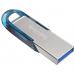 SanDisk Ultra Flair 64GB USB 3.0 Tropical Blue and Silver Capless Flash Drive 150 Mbs Read Speed 8SDCZ73064GG46B