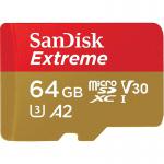 SanDisk Extreme 64GB Class 10 MicroSDXC Memory Card and Adapter 8SDSQXAH064GGN6