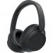 The image depicts a pair of sleek black Sony headphones with the product name WH-CH720N printed on the side. The headphones are wireless and feature Bluetooth technology for easy connectivity. The noise-cancelling feature is demonstrated by a person wearing the headphones in a busy, noisy environment. The overall design is modern and high-tech.