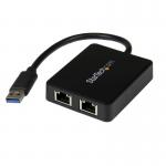 StarTech USB 3.0 to Dual Port Gigabit Ethernet Adapter NIC with USB Port 8ST10023161