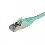 StarTech 0.5m Aqua CAT6a Ethernet Cable - 10 Gigabit Shielded Snagless RJ45 100W PoE - 10GbE STP Network Cable with Strain Relief