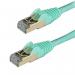 StarTech 0.5m Aqua CAT6a Ethernet Cable - 10 Gigabit Shielded Snagless RJ45 100W PoE - 10GbE STP Network Cable with Strain Relief 8ST10164120