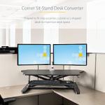 StarTech.com Height Adjustable Ergonomic Corner Sit Stand Desk Converter with Keyboard Tray 35 x 21 Inches Large Surface 8ST10347057