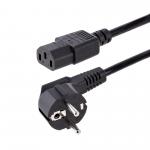 1m EU Schuko to C13 Black Power Cable