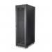 This photograph shows a sleek and modern server rack cabinet filled with StarTech routers and switches. The cabinet is adjustable in depth from 5.9 inches to 36.4 inches and stands at 42U in height, making it a perfect storage solution for any network setup.
