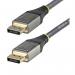 The StarTech Display Cables StarTech 1ft 8K 60Hz HDR10 DisplayPort 1.4 Cable features a sleek black exterior, with a length of 1 foot. The cable is equipped with DisplayPort 1.4 technology, allowing for ultra high-definition resolutions of up to 8K and smooth, vibrant HDR10 displays.