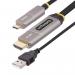 This picture features a bundle of high-quality StarTech network cables. The black USB-C to 4K and 60Hz HDMI Active Optical cable is 50ft long and provides fast and reliable connections. The slim and durable design is suitable for both home and office use.