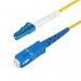 The photograph captures a bundle of StarTech fibre cables, specifically a 5m LC to LC single mode optic cable. The sleek and durable design showcases the high-quality of the cables, with LC connectors on each end. The cables are neatly organized and ready for use in any fibre optic setup.