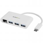 StarTech 3 Port USB3 Hub GbE USBC to 3xUSBA White 8STHB30C3A1GEA