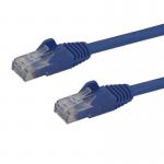 The picture shows a blue cable with a length of 0.5m, specifically designed for connecting various devices in a network. The cable features a snagless RJ45 connector for easy and secure connections. The UTP Cat6 cord boasts high-speed data transfer capabilities to improve network efficiency. Its sleek design and color make it a modern addition to any setup.