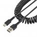 StarTech 0.5m USB A to C Coiled Heavy Duty Fast Charge and Sync Charging Cable 8STR2ACC50CUSBC