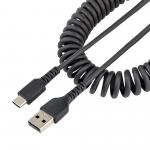 StarTech.com 0.5m USB A to C Coiled Heavy Duty Fast Charge and Sync Charging Cable 8STR2ACC50CUSBC
