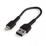 StarTech 15cm Durable USB A to Lightning Apple MFI Certified Cable Black 8STRUSBLTMM15CMB