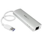 StarTech 3 Port Portable USB3 Hub and GB Ethernet 8STST3300G3UA