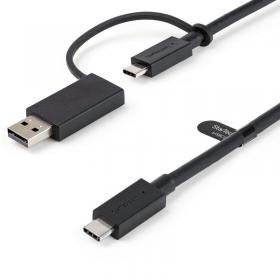 StarTech.com 1ms USB C Cable with USB A Adapter Dongle Hybrid 2 in 1 with 100W Power Delivery Passthrough 8STUSBCCADP