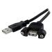 StarTech 3 ft Panel Mount USB Cable A to A 8STUSBPNLAFAM3