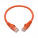 0.31m GbE Snagless Orange UTP RJ45 Cable