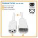 3ft White Power Cord C14 to C13 18AWG