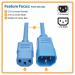 6ft Blue Power Cord C13 to C14 10A 18AWG