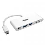Tripp Lite USB C Multiport Adapter 2x USB A Ports Card Reader and PD Charging USB 3.0 White 8TLU4600022AMC