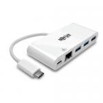 Tripp Lite 3 Port USB C Hub with LAN Port and Power Delivery USB C to 3x USB A Ports and Gbe USB 3.0 White 8TLU4600033AGC