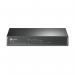 This photo shows a TP-Link 8 port switch with 4 built-in PoE ports. The compact, desktop design and sleek black finish makes it easy to integrate into any network setup.