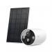 The TP-Link Smart Home Devices TP-Link Tapo Smart Wire-Free Security Camera and Solar Panel is a compact, modern looking security camera with a sleek white design. The camera is attached to a slim solar panel, creating an all-in-one, wire-free security solution for your home.