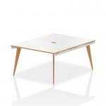 Oslo 1200mm Back to Back 2 Person Desk White Top Natural Wood Edge White Frame OSL0103 91620DY