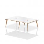 Oslo 1200mm Back to Back 4 Person Desk White Top Natural Wood Edge White Frame OSL0104 91627DY