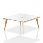 Oslo 1400mm Back to Back 2 Person Desk White Top Natural Wood Edge White Frame OSL0106 91641DY