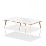 Oslo 1400mm Back to Back 4 Person Desk White Top Natural Wood Edge White Frame OSL0107 91648DY