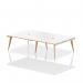 Oslo 1400mm Back to Back 4 Person Desk White Top Natural Wood Edge White Frame OSL0107 91648DY