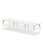 Oslo 1400mm Back to Back 6 Person Desk White Top Natural Wood Edge White Frame OSL0108 91655DY