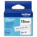 The picture shows a Brother label tape with a 12mm width and a white on clear color scheme. The label tape is labeled as BTAG135 BRBTAG135.