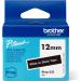 The picture shows a package of Brother label tapes, specifically a 12mm white on black tape. The label is labeled as BTAG335 BRBTAG335. The packaging is clean and professional, with clear branding and product information displayed. The tape itself appears to be high quality and suitable for labeling various items.