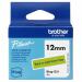 A vibrant 12mm light green labelling tape with bold black text, designed for use with Brother label makers. The tape is perfect for organizing and labeling various items.