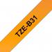 Brother Fluorescent Black On Orange Label Tape 12mm x 5m - TZEB31 BRTZEB31